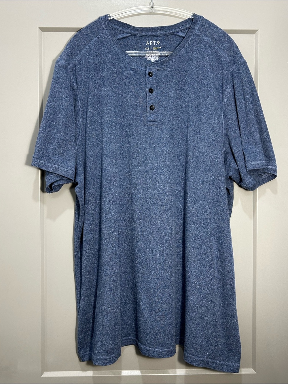Apt. 9 | Short-Sleeve Henley Shirt | Men’s | Heather Blue | 2XB